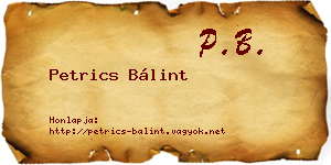 Petrics Bálint névjegykártya
