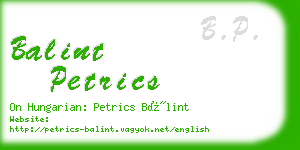 balint petrics business card